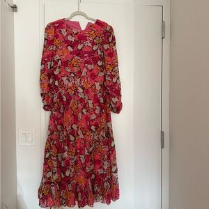 Pink floral Saloni maxi dress size 8